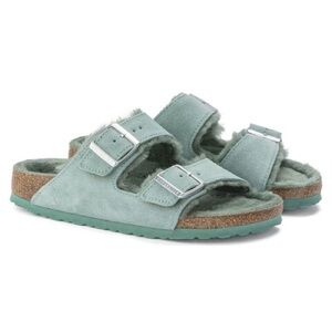 NEW Birkenstock Arizona Shearling Suede Leather Beryl Size 37 / 7